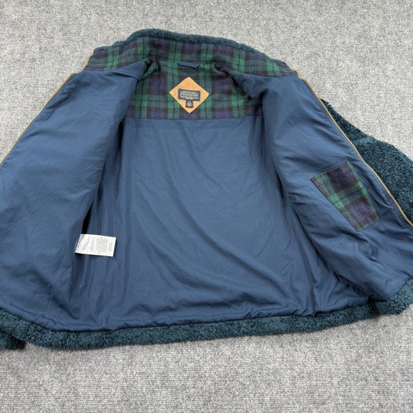 Pendleton Sherpa Fleece Jacket Teal Plaid Lined Zip Up Men Large - Picture 4 of 9